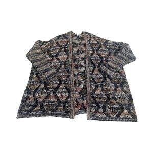 Soft Surroundings Cardigan Size L/XL Multicolor‎ Geometric Wool Blend